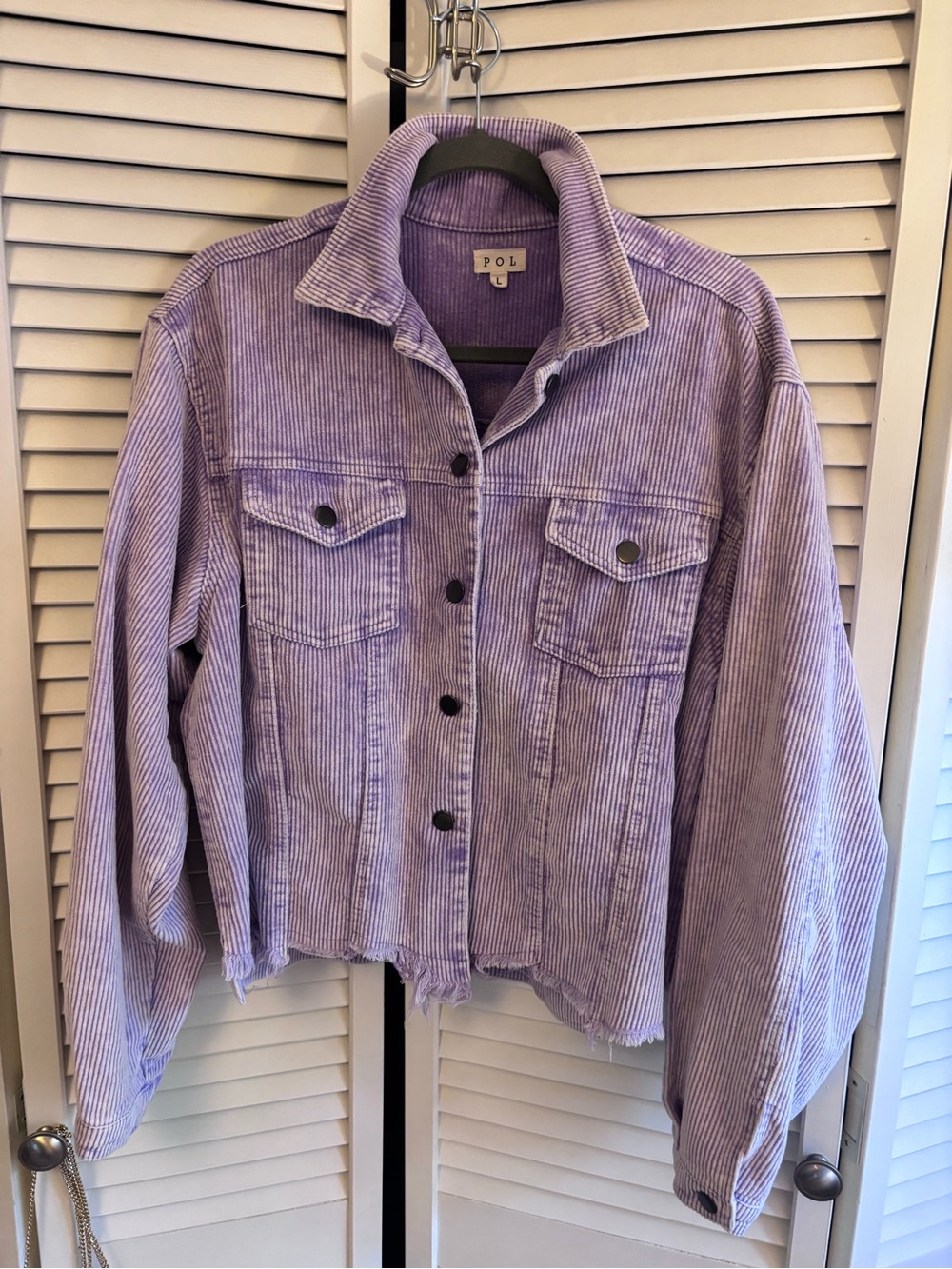 POL Lavender Corduroy Trucker Jacket